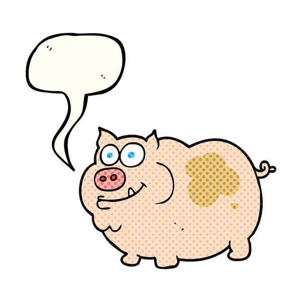 Bande dessinée discours bulle dessin animé cochon — Image vectorielle