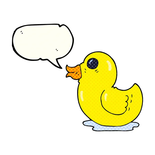 Comic book speech bubble cartoon rubber duck — Stock Vector