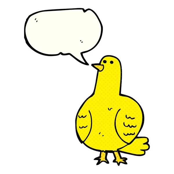 Komiks mowy Bańka kreskówka ptak — Wektor stockowy