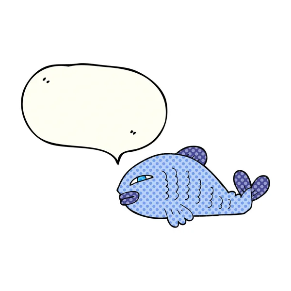 Komiks mowy Bańka kreskówek ryb — Wektor stockowy