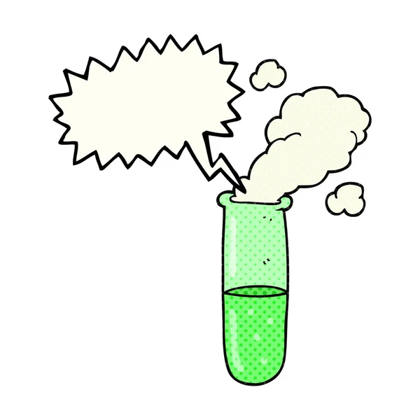 Comic book speech bubble cartoon science test tube — Stock Vector