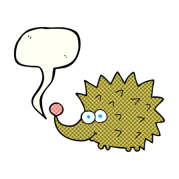 Comic book speech bubble cartoon hedgehog — Stock Vector
