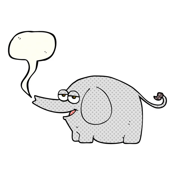 Stripboek toespraak bubble cartoon olifant spuiten van water — Stockvector