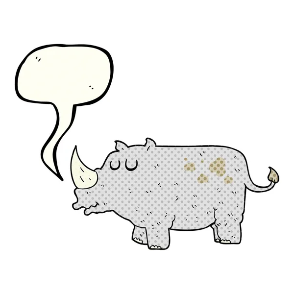 Komiks mowy Bańka kreskówka rhino — Wektor stockowy