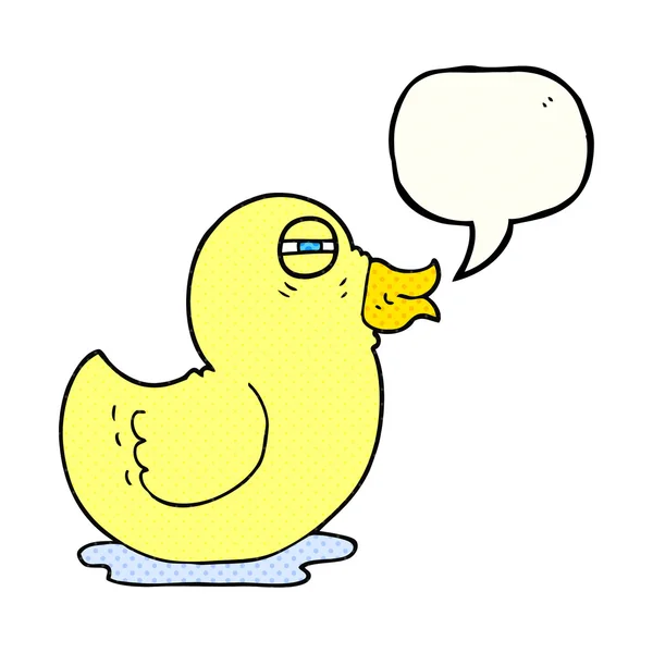 Komiks mowy Bańka kreskówka gumową kaczkę — Wektor stockowy