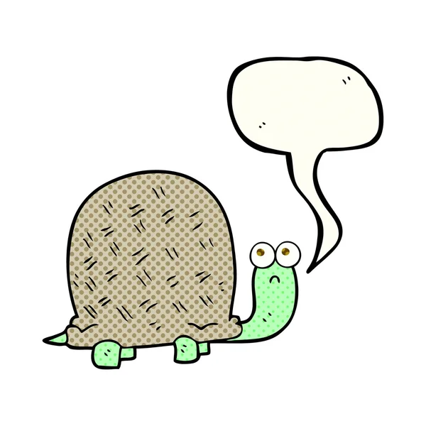 Historieta discurso burbuja dibujos animados triste tortuga — Vector de stock