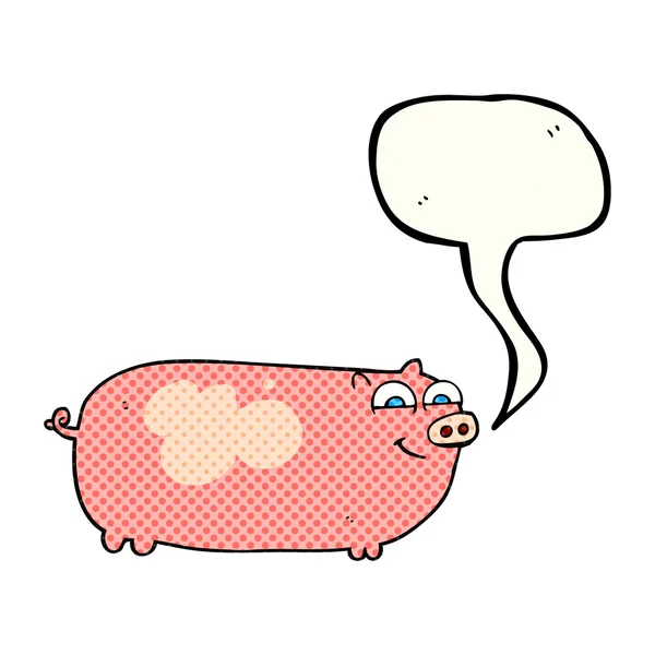 Comic book speech bubble cartoon pig — Stock Vector