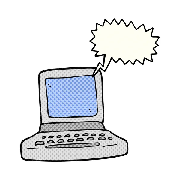 Historieta discurso burbuja dibujos animados viejo ordenador — Archivo Imágenes Vectoriales
