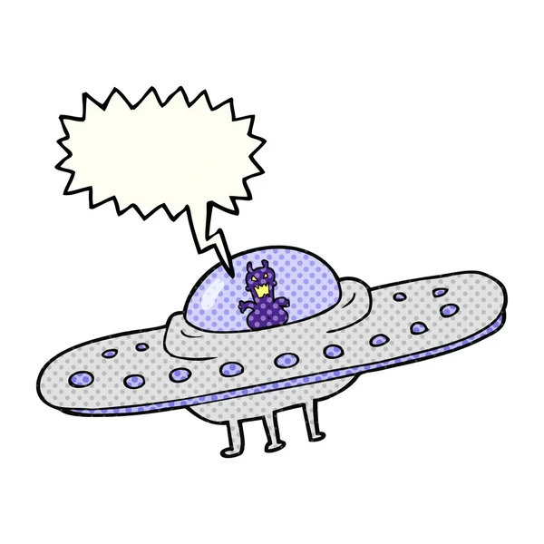 Bande dessinée discours bulle dessin animé soucoupe volante — Image vectorielle