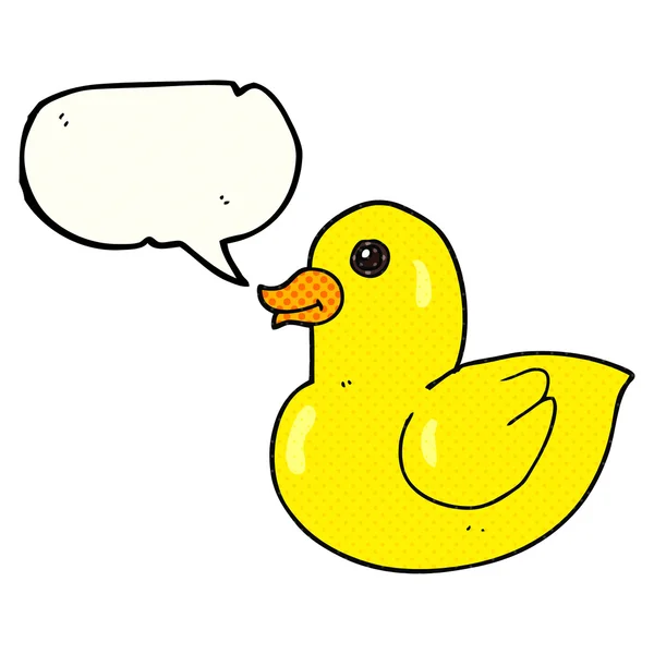 Comic book speech bubble cartoon rubber duck — Stock Vector