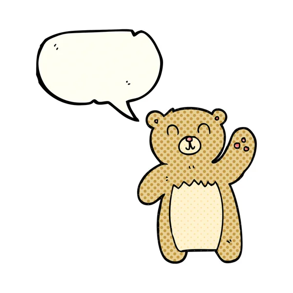 Comic book speech bubble cartoon teddy bear — Stock Vector