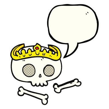 comic book speech bubble cartoon skull wearing tiara
