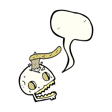 çizgi roman konuşma kabarcık karikatür balta kafatası içinde