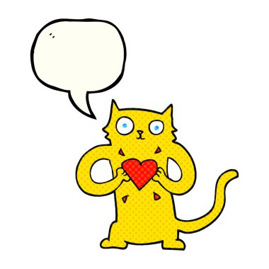 aşk kalp ile çizgi roman konuşma kabarcık karikatür kedi