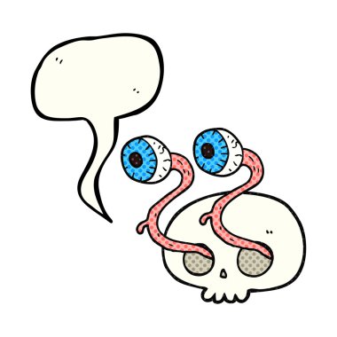 Brüt çizgi roman konuşma kabarcık karikatür göz küresi kafatası