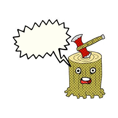 çizgi roman konuşma kabarcık karikatür ağaç kütüğü ve balta