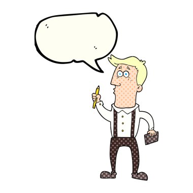 çizgi roman konuşma kabarcık karikatür adam defter ile