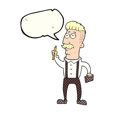 çizgi roman konuşma kabarcık karikatür adam defter ile