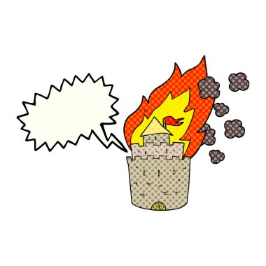 Kale yanan çizgi roman konuşma balonu çizgi film