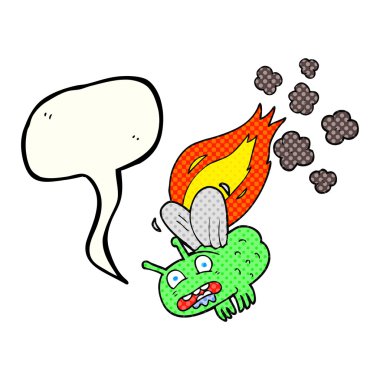 gürültüyle çarpmak ve yanma çizgi roman konuşma kabarcık karikatür sinek