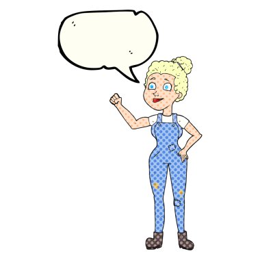 çizgi roman konuşma kabarcık karikatür kadın kaba pamuklu tulum