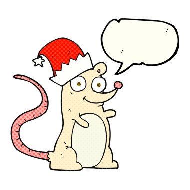 çizgi roman konuşma kabarcık karikatür fare Noel şapka