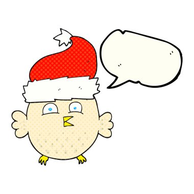 çizgi roman konuşma kabarcık karikatür baykuş Noel şapka