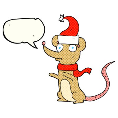 çizgi roman konuşma kabarcık karikatür fare Noel şapka