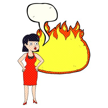 çizgi roman konuşma kabarcık karikatür kadın elbise ile Merhaba eller