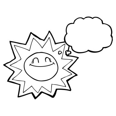 mutlu düşünce kabarcık karikatür güneş