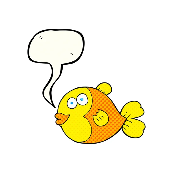 Fumetti discorso bolla cartone animato pesce — Vettoriale Stock