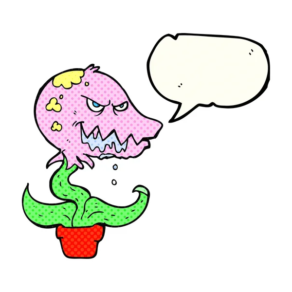Historieta discurso burbuja dibujos animados monstruo planta — Vector de stock
