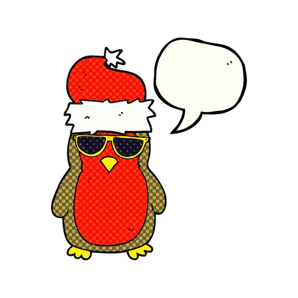 Комикс речи пузырь мультфильм крутой Рождество Робин — стоковый вектор