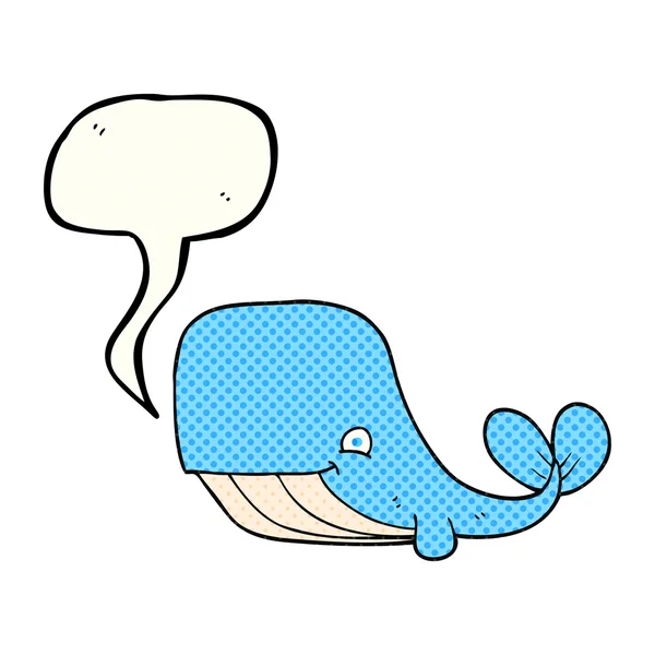 Bande dessinée discours bulle dessin animé baleine heureuse — Image vectorielle