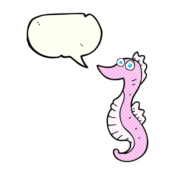 Comic book speech bubble cartoon seahorse — Stock Vector