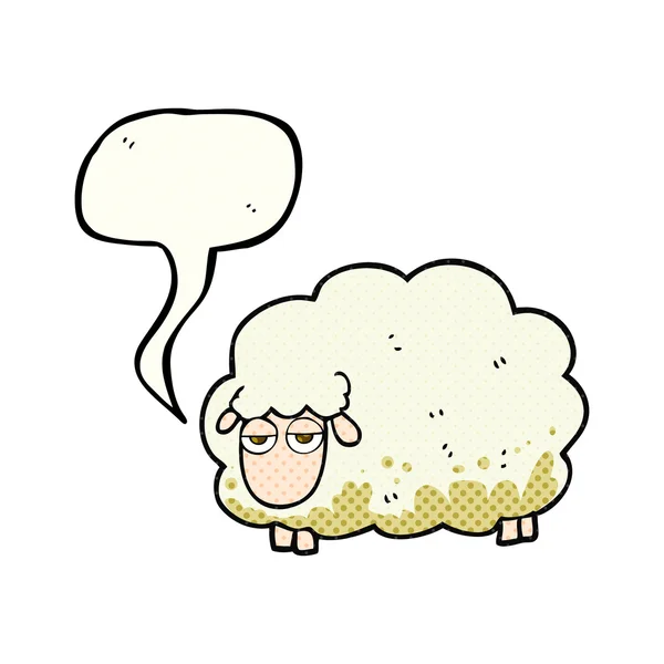 Comic book speech bubble cartoon muddy winter sheep — стоковый вектор