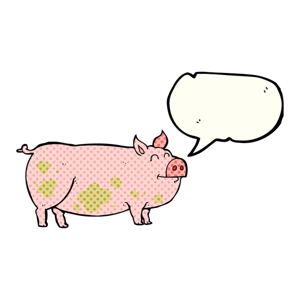 Comic book speech bubble cartoon muddy pig — Stock Vector