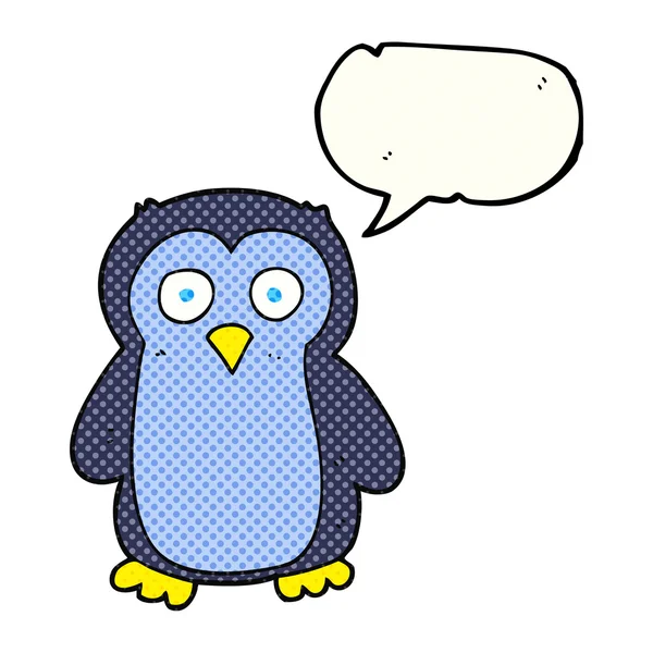 Comic book speech bubble cartoon penguin — Stock Vector