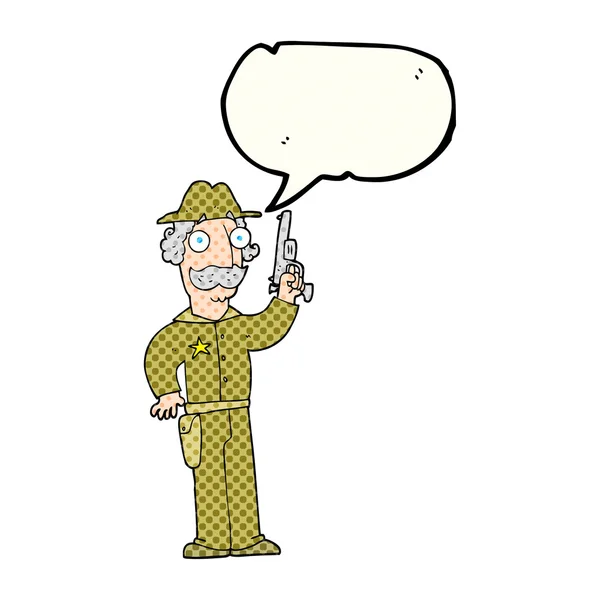 Comic book speech bubble cartoon sheriff — Stock Vector