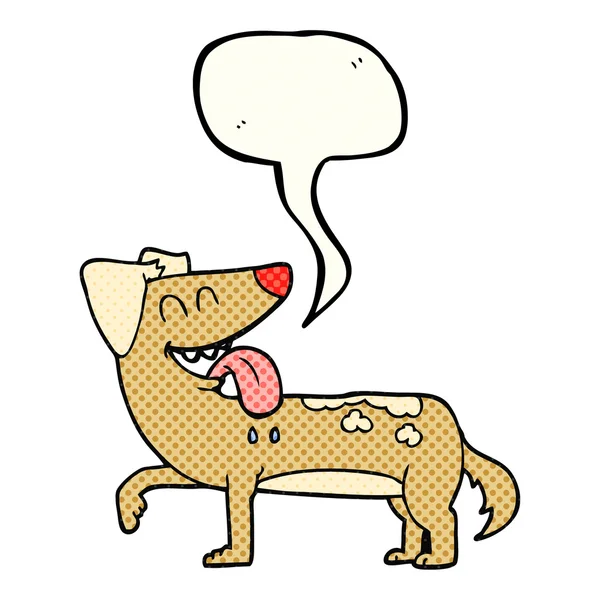 Livro em quadrinhos fala bolha desenho animado cão ofegante —  Vetores de Stock