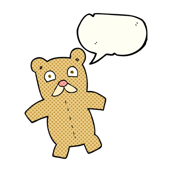 Comic book speech bubble cartoon teddy bear — Stock Vector