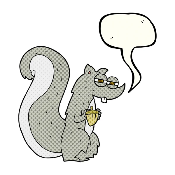 Komiks mowy Bańka kreskówka wiewiórka z nakrętką — Wektor stockowy