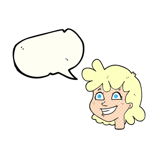 Képregény beszéd buborék rajzfilm női arc — Stock Vector