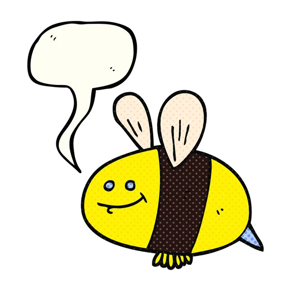 BD fala bolha abelha dos desenhos animados — Vetor de Stock