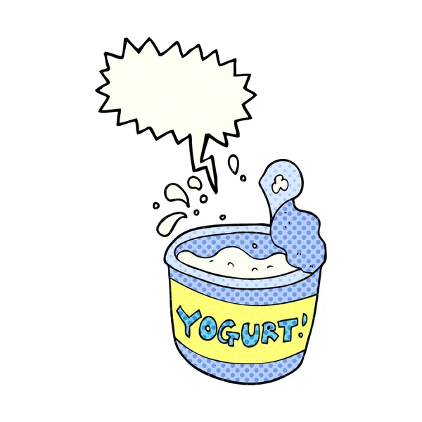 Yogur de dibujos animados de burbuja de discurso de cómic — Vector de stock