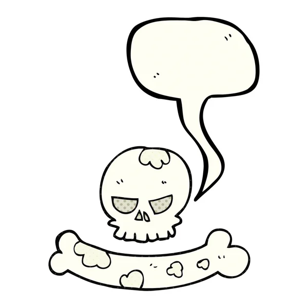 Bande dessinée parole bulle dessin animé crâne et os symbole — Image vectorielle
