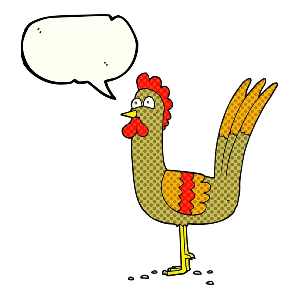 Comic book řeč bublina kreslený kuře — Stockový vektor