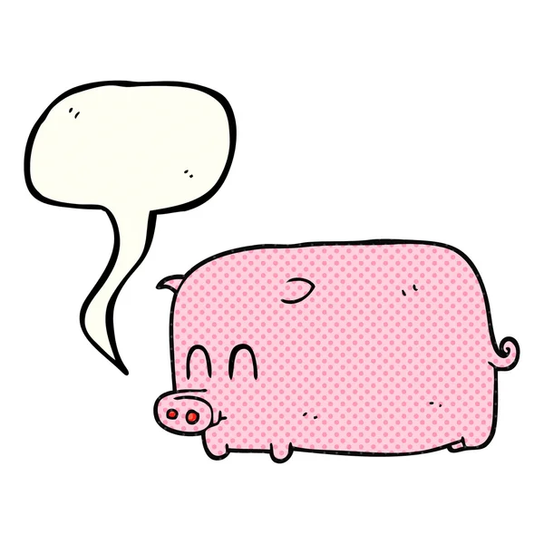 Fumetti discorso bolla cartone animato maiale — Vettoriale Stock