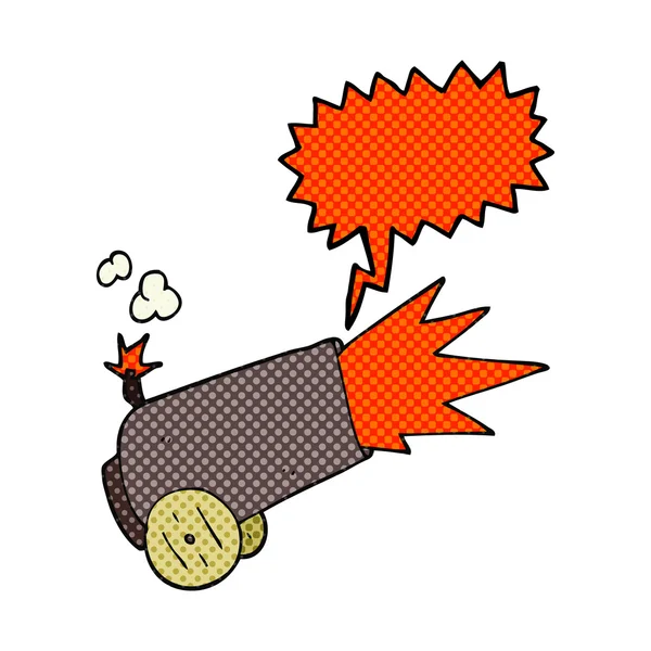 Comic book speech bubble cartoon cannon firing — стоковый вектор
