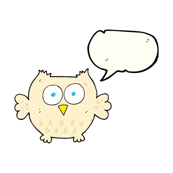 Stripboek tekstballon cartoon happy owl — Stockvector